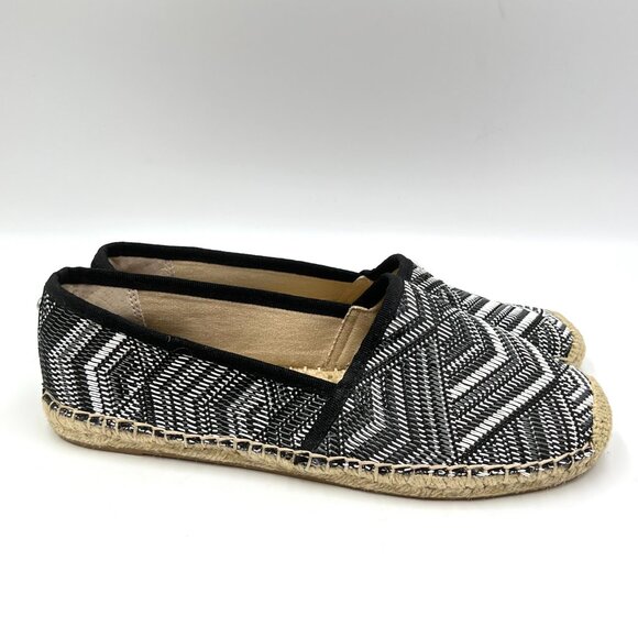 Sam Edelman Size 8 Lynn Black White Geometric Chevron Print Loafers Flats Shoes - Picture 1 of 12